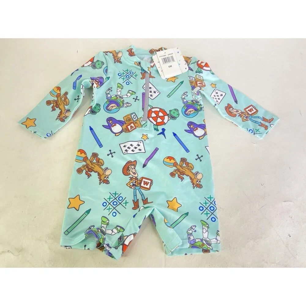 Disney Toy Story One Piece Long Sleeve Rash Guard Swimsuit Size 6 Months